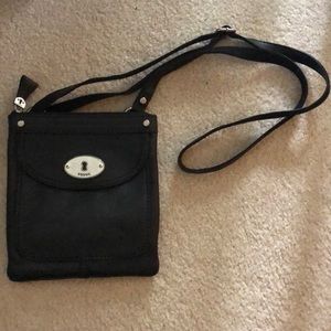 Black leather fossil crossbody